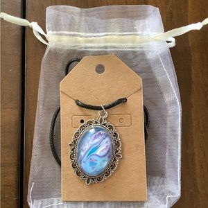 Handmade Acrylic Pour Necklace-Purple Storm